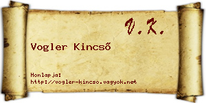 Vogler Kincső névjegykártya
